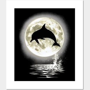 Dolphin Dancing in Moonlight Posters and Art